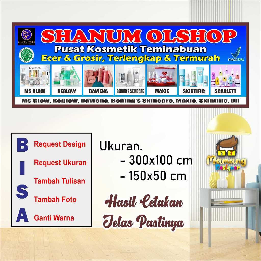 Cetak Banner Spanduk Request Toko Kosmetik Dan Skincare Bahan Bagus