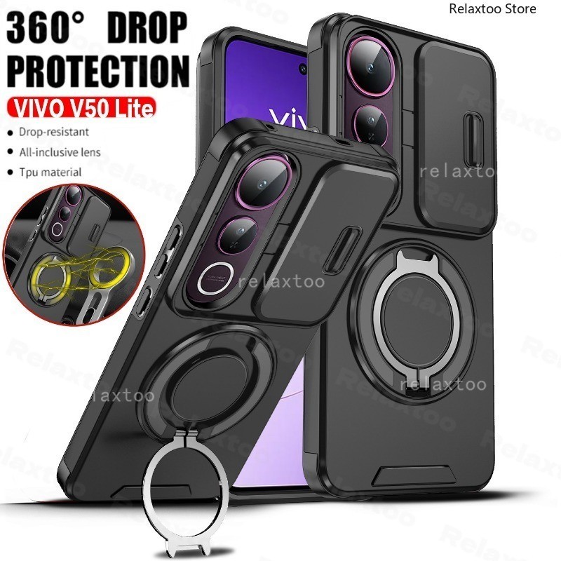 Casing Untuk VIVO V50 VIVOV50 Lite V50Lite V50E VIVOV50Lite 5G Shockproof Phone Case Metal Armor Rin
