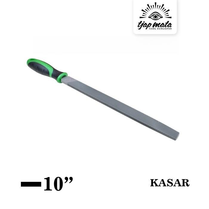 Kikir Besi Flat (Kasar) 10", Gagang Karet Original TJAP MATA / CAP MATA