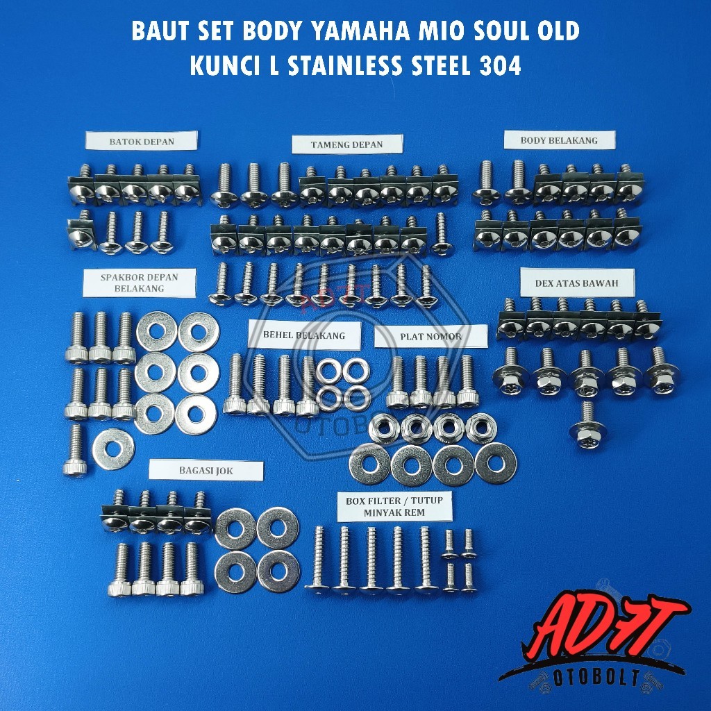Baut set fullset Body Yamaha Mio Soul Old Kunci L Stainless