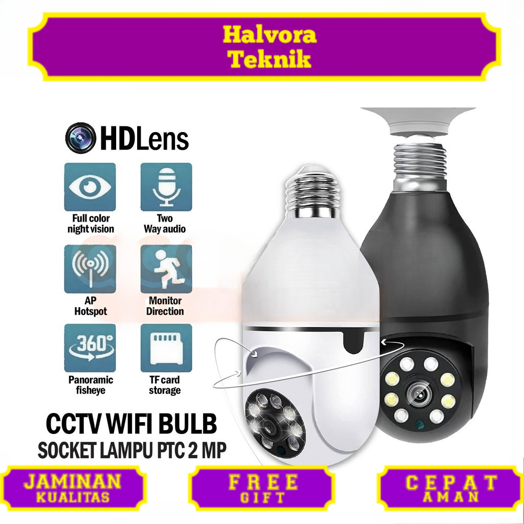CCTV PTZ CAMERA WIFI Dome Model Lampu  CCTV - Dengan LED BOHLAM CCTV