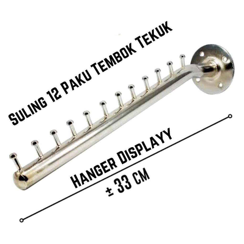 Hanger Suling Tempel Tembok 12 Titik Gantungan Baju Display Toko Gantungan Baju Dinding Distro Laund