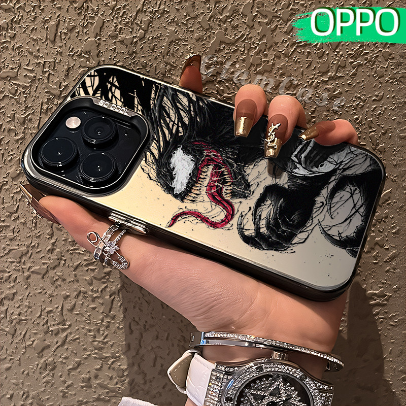 Keren Venom Glossy Hologram PC Case OPPO A18 A57 A16 A15 A17 A60 A3x A3s A5s A54 A53 A12 A31 A58 A1K