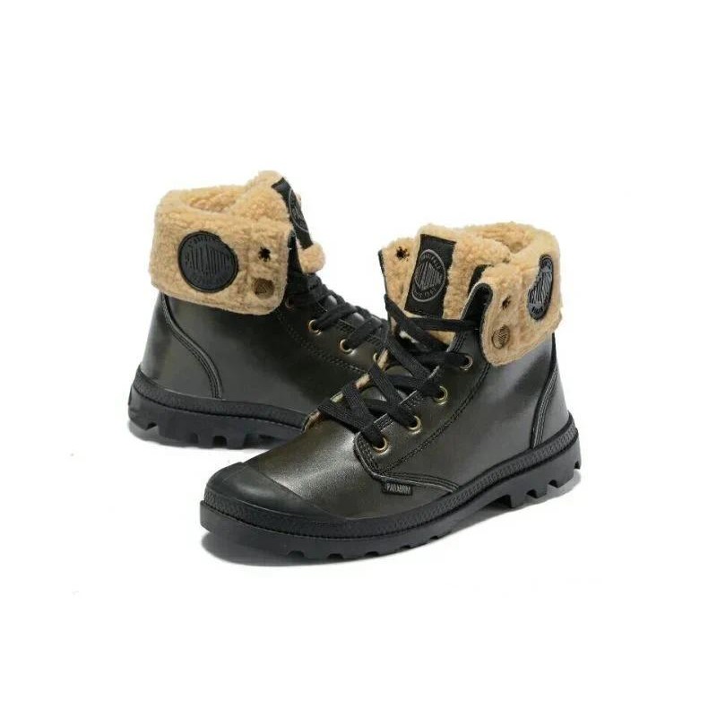 PALLADIUM Men's Sneakers Army Military Ankle boots Turned-over Edge Winter Leather Upper Casual Shoe