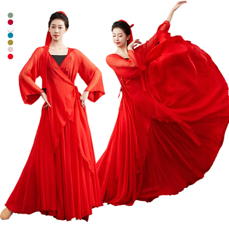 Women Elegant Multi Layer 30D iffon Big Swing Skirts Hanfu Flowy 900 Degree Classical ce Skirts Stag