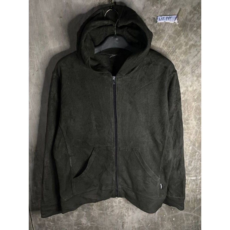 .JAKETT SHERPA LUAR DALAM CAKEP BRAND SECHOE SEPERTI UNIQLO WARNA HIJAU BOTOL NO MINUS SIZE M