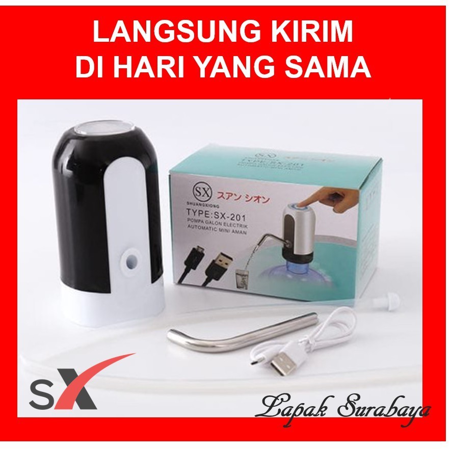 Pompa Galon Elektrik Electric Otomatis Rechargeable LED SX201 SX 201 SX-201 Bisa Di CAS Pompa Galon