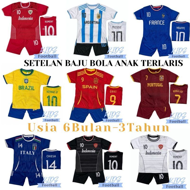 Setelan Jersey Bola Anak Bayi 6 Bulan – 3 Tahun Unisex Cocok Untuk Cowok Cewek Bahan Nyaman Adem Mod