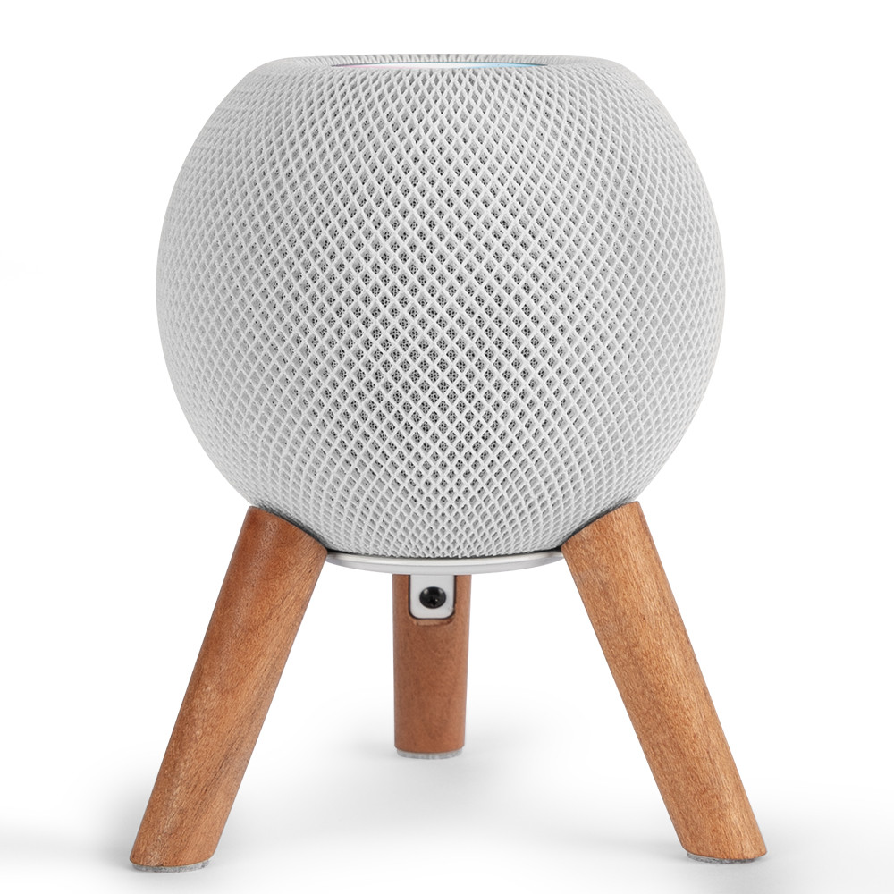 Real Wood Stand for HomePod Mini-Mid-Century Modern Style Wooden Dock with Sleek Metal Frame, Room D