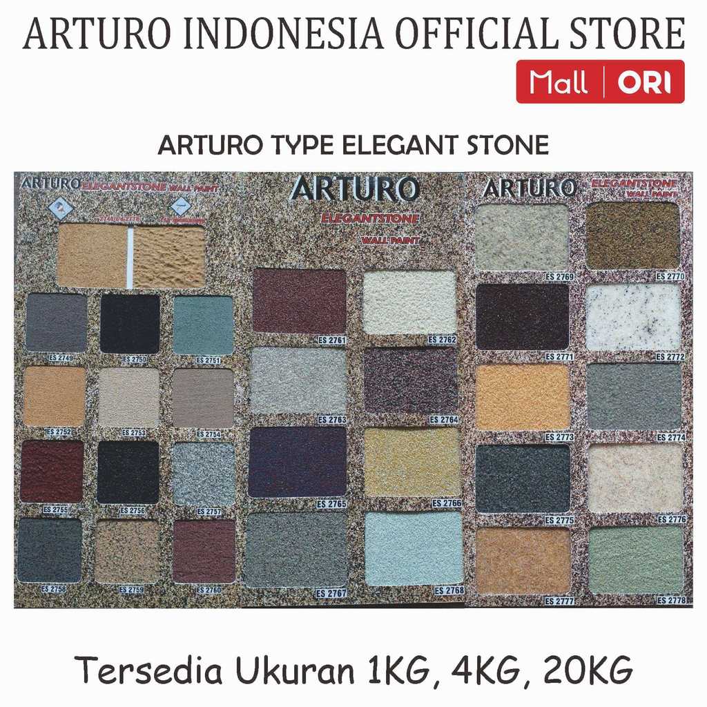 ARTURO Type Elegant Stone Galon 4kg Cat Texture Tone Flakes Tekstur Multicolor Elegantstone Kemasan 