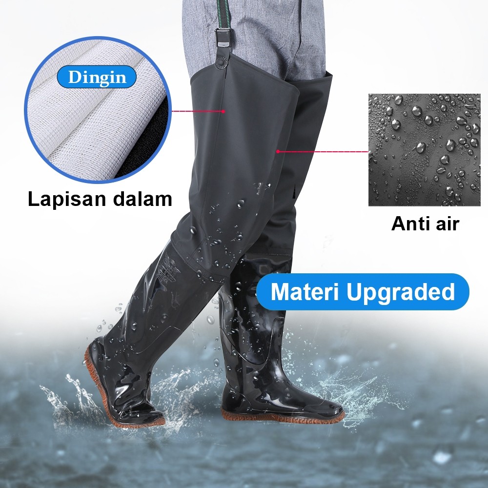 AURESTORE Sepatu Boots Karet Anti Keong Sawah Petani Panjang Sampai Paha Lapis Ganda Lembut