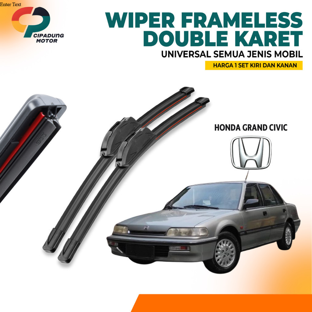 Wiper Blade Honda Grand Civic Double Karet Pembersih Kaca Depan Mobil 1 Set Kiri dan Kanan