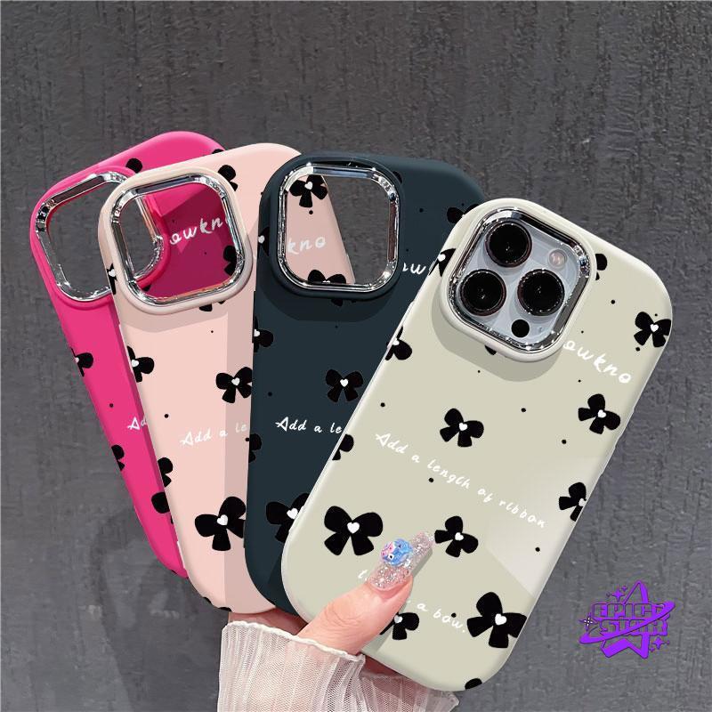 ⭐ MISS CASE ⭐ bow hitam berhuruf Casing ponsel Bahan silikon lembut Untuk Vivo Y36 Y15 Y27 Y11 Y35 Y