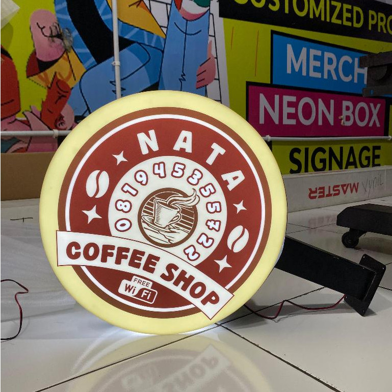 Neon Box Akrilik 2 Sisi + Bracket