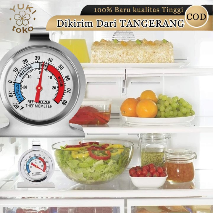 Stainless Termometer Analog Kulkas Freezer Suhu -20 Sd 80 Termometer Pengukur Suhu Kulkas