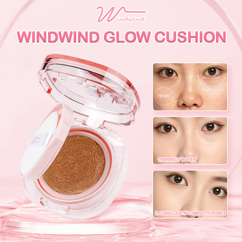 [High Coverage]Windwind Soft Nude Sense Cushion Compact Concealer Pengontrol Minyak BB Cream Alas Be