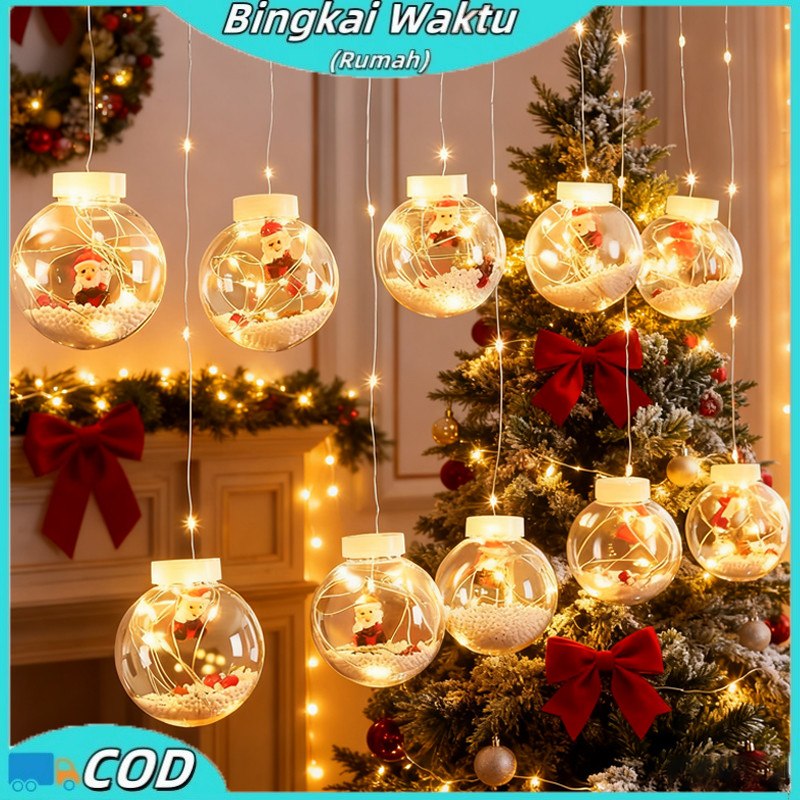3M Hiasan Lampu LED Natal Bola Natal Transparan/Bola Natal LED Lampu Ornamen Natal/Lampu String Nata
