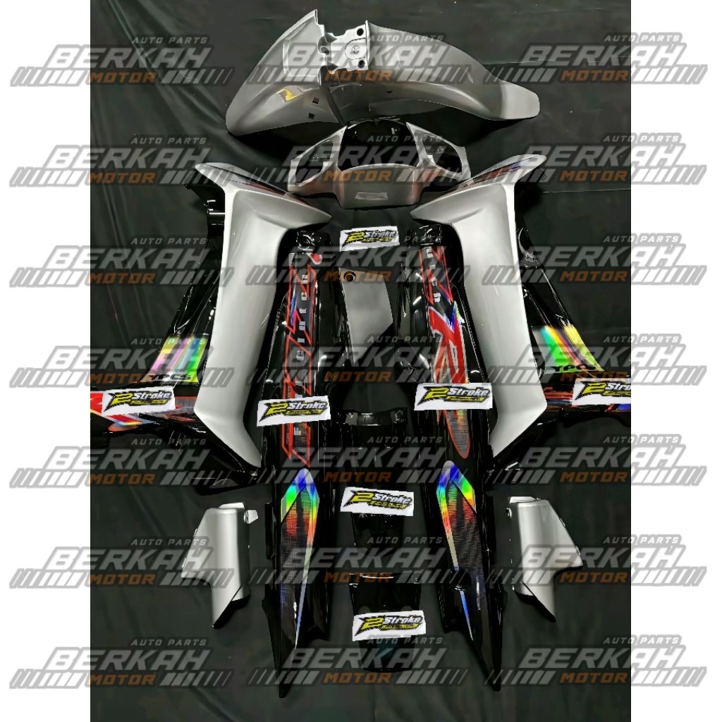 Cover Body Fizr Full Set Halus Body Fizr Fullclutch Hitam Silver 2001 Striping Hologram Body Set Hal