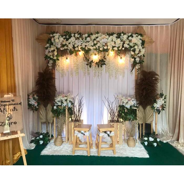 backdrop/dekorasi lamaran, tunangan, Akad nikah - 2m, Semi rustic