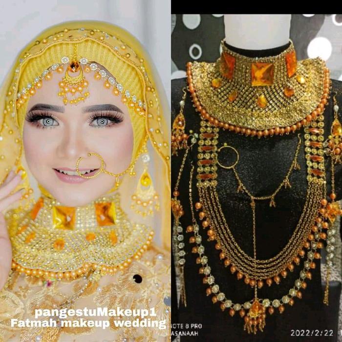 Aksesoris india set perhiasan india Perempuan - silver mutiara