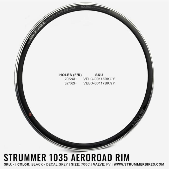 Velg Sepeda Balap Rim Roadbike Strummer 1035 Aeroroad 20/24H
