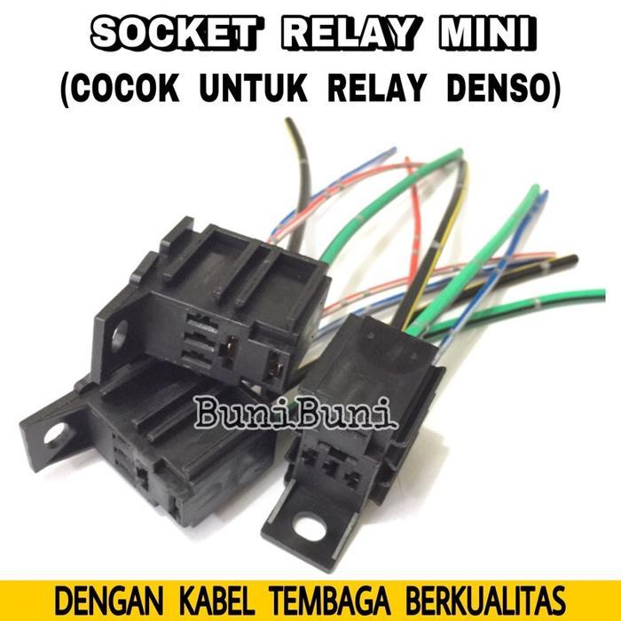 Relay DENSO BIRU Komplit Socket Relay Untuk AC Mobil 12V Universal / RELAY DENSO KAKI 4 - SOCKET  RE
