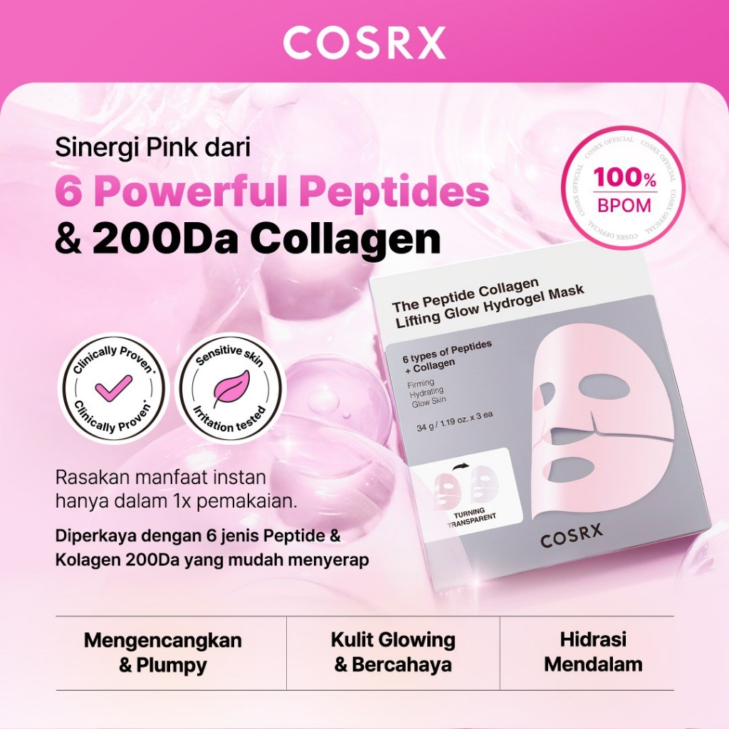 COSRX The Peptide Collagen Lifting Glow Hydrogel Mask (Box)