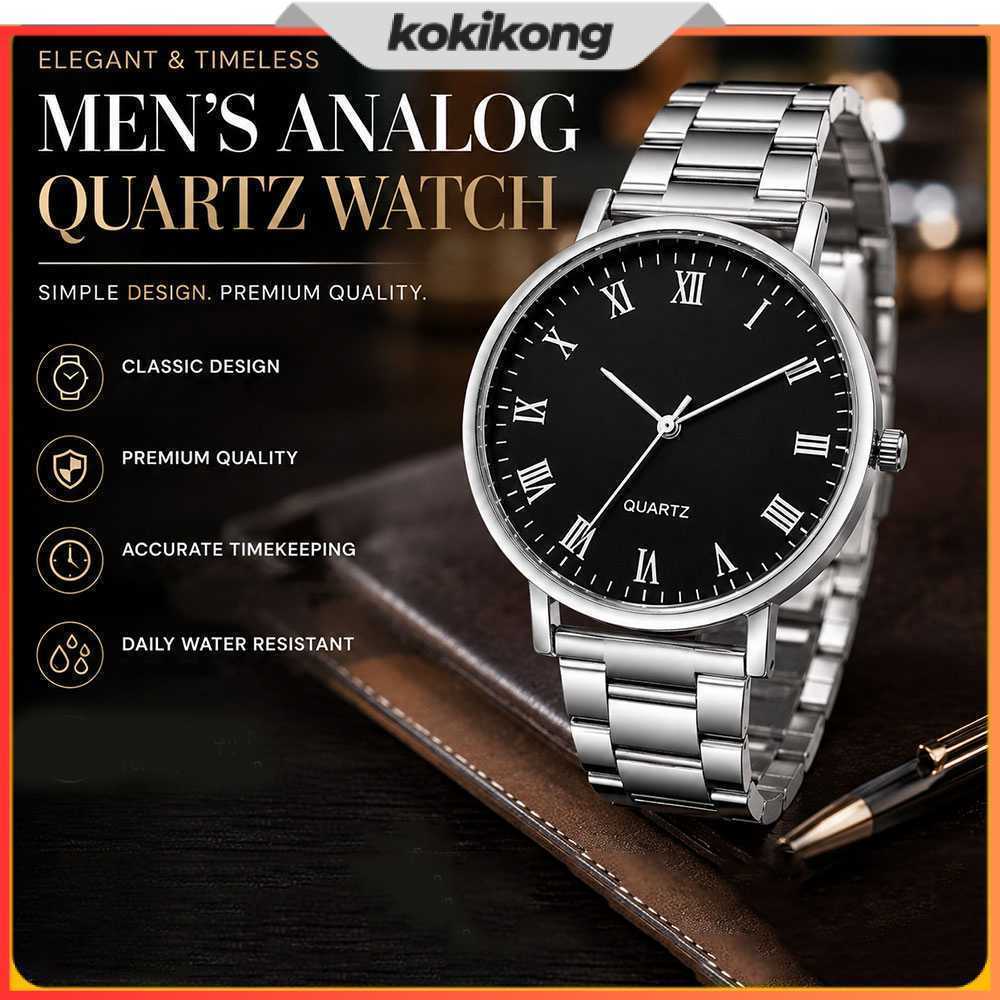 Jam Tangan Analog Pria Elegant Quartz Stainless Steel 38mm - 23100