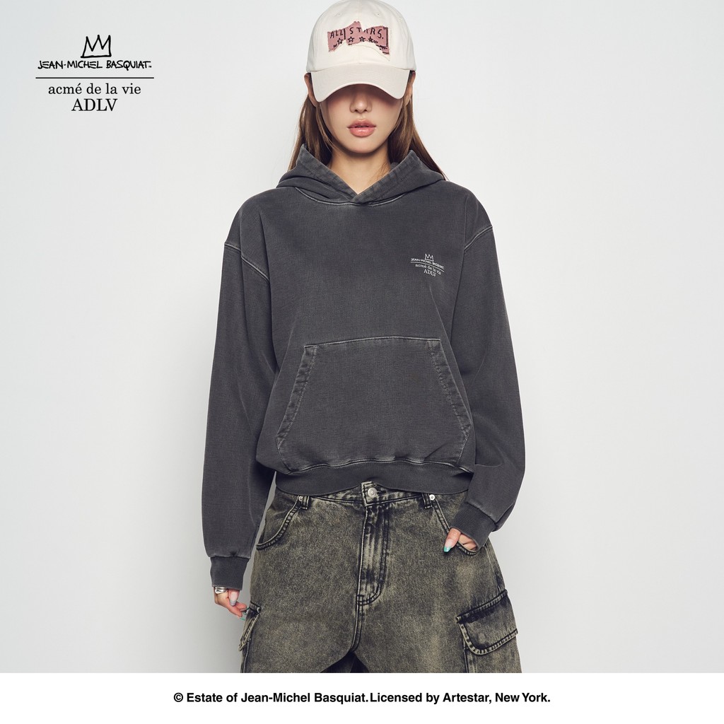 ADLV JMB Greetings From New York Pigment Hoodie Charcoal - Kaos Classic Fit Unisex acme de la vie