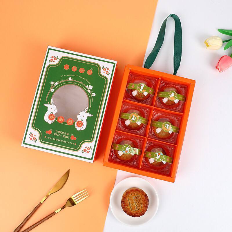 Box Hampers Mooncake/ Kotak Mooncake sekat 6/ Box tenteng hadiah Mid-Autumn