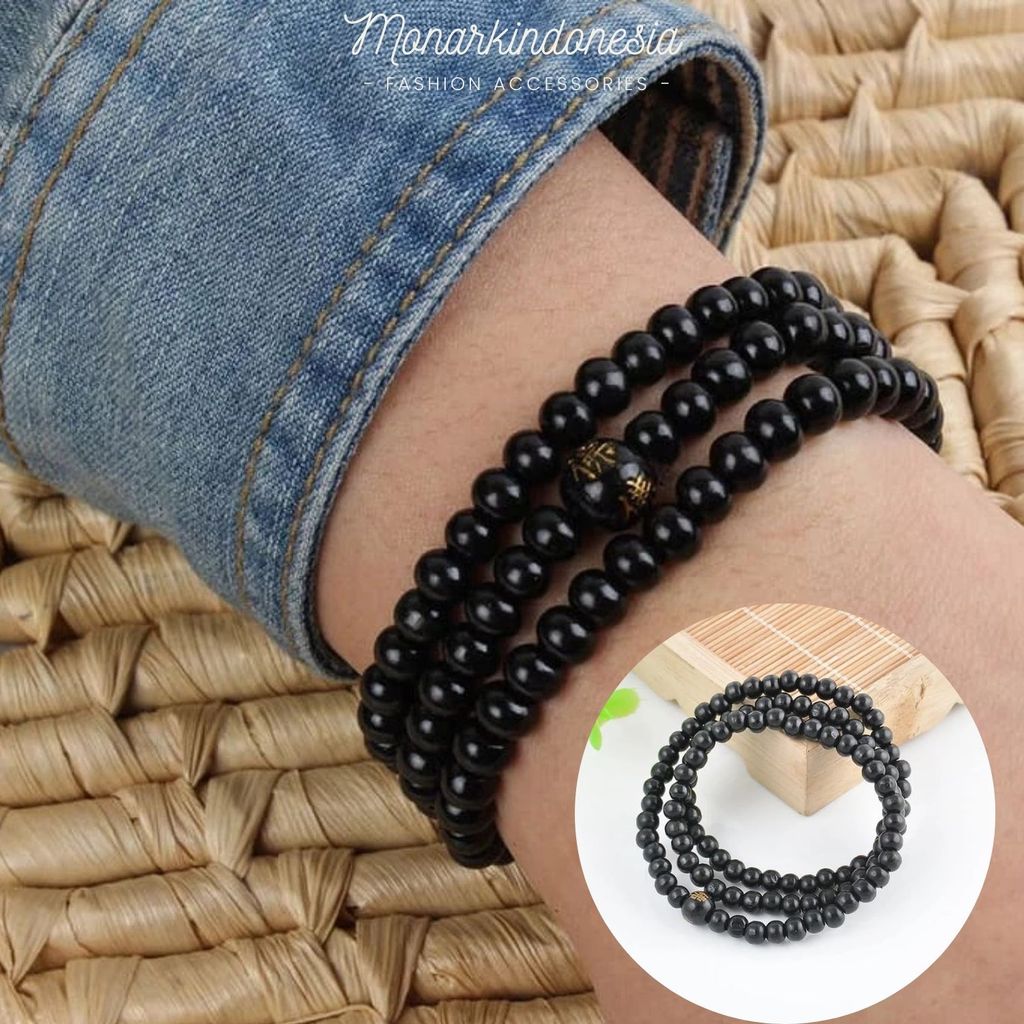GELANG PRIA TASBIH KAYU CENDANA ORI / KALUNG KAYU BUDDHA MULTIGUNA G28