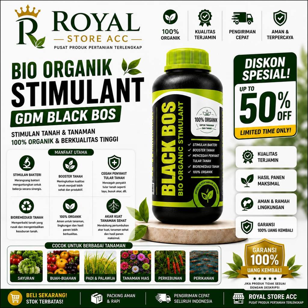 [NEW] Bio Organic Stimulant GDM Black BOS 1Kg Pupuk Organik Cair Perangsang Akar Booster Tanah Penyu
