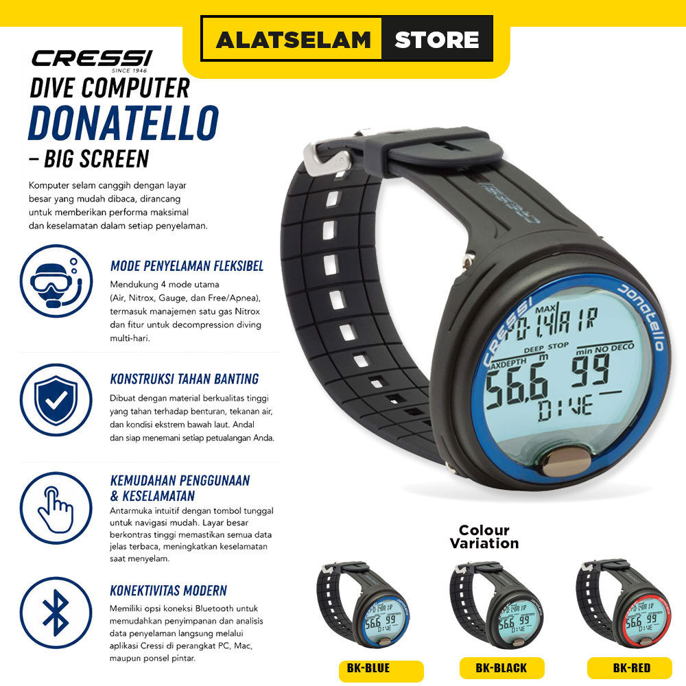 Dive Computer Cressi DONATELLO For Scuba Diving and Freediving / Jam Tangan Selam / Jam Tangan Scuba