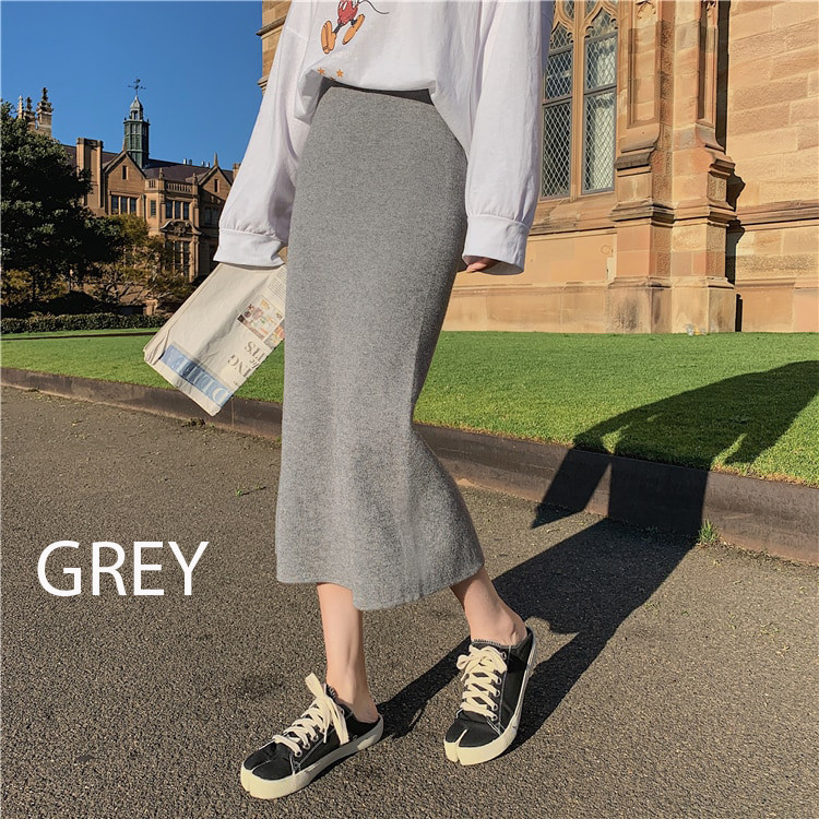 Slit midi skirt / rok midi rajut