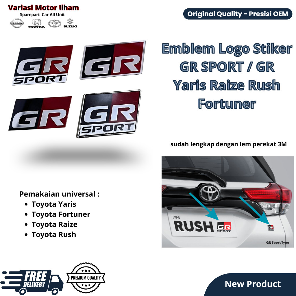 Emblem Logo Stiker GR SPORT / GR Yaris Raize Rush Fortuner