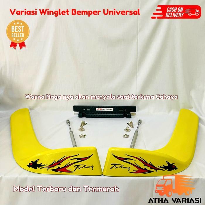 [COD] Variasi Winglet Bumper UNIVERSAL Bumper Mobil Pick Up/Truk/Engkel Bus - Kuning A, Winglet Saja