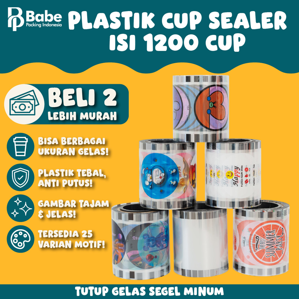 Cup Sealer Isi 1200 Cup / Plastik Lid Cup Sealer / Tutup Gelas / Tutup Minuman Gelas / Cup Minuman