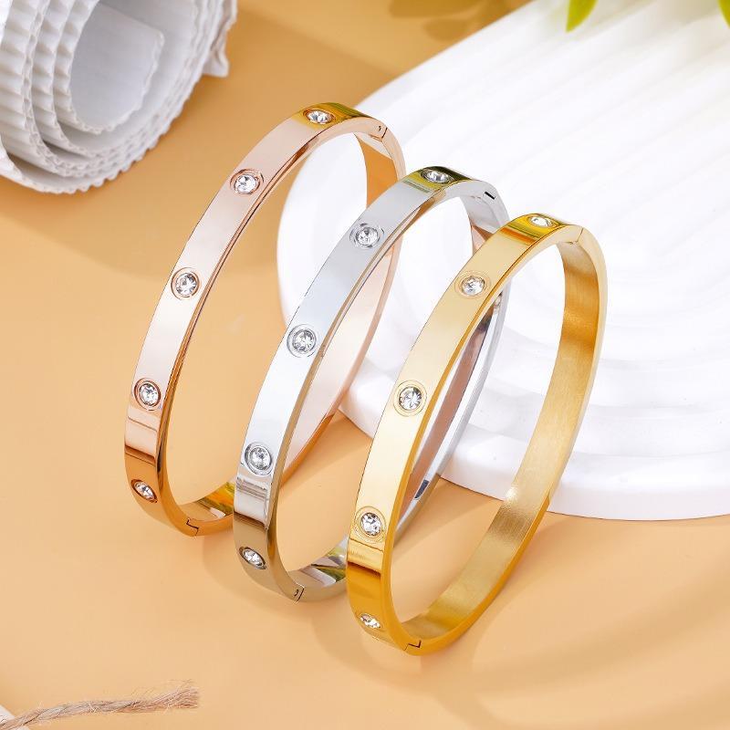 Gelang Oval Titanium Model Polos Gelang Wanita Titanium Anti Karat