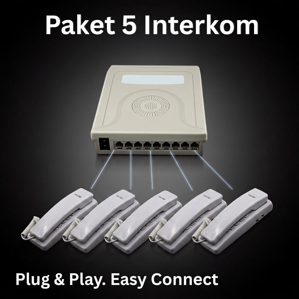 Interkom Kabel Paket 5 channel (pemasangan sangat mudah) - Interkom Rumah / Kantor - kabel 100m