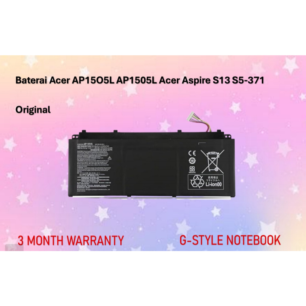 Baterai Laptop Acer AP15O5L AP1505L Acer Aspire S13 S5-371 Original