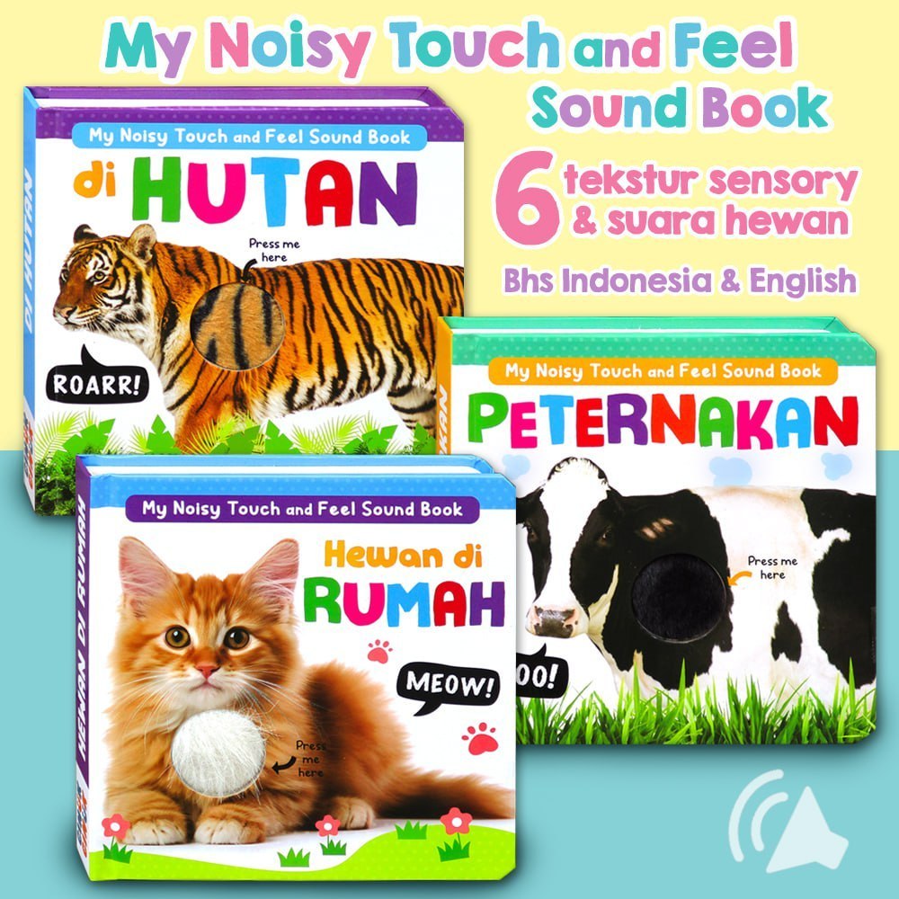 My Noisy Touch and Feel Sound Book HEWAN (ada tekstur sensorik & suara hewan) - baby sensory book - 