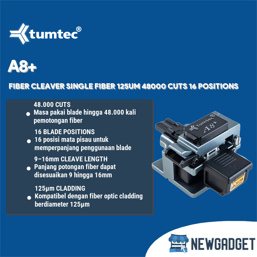 TUMTEC TMT-A8+ FIBER CLEAVER A8+ SINGLE FIBER 125UM 48000 CUTS 16 POSITIONS