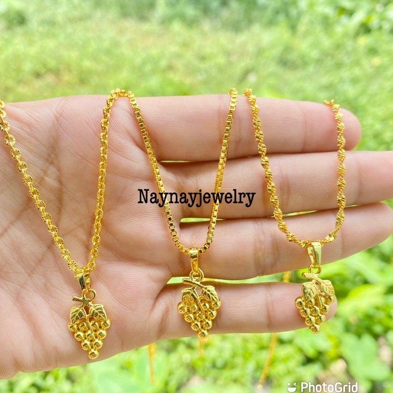 Kalung Koin Warna Mirip Emas 24K Liontin Anggur