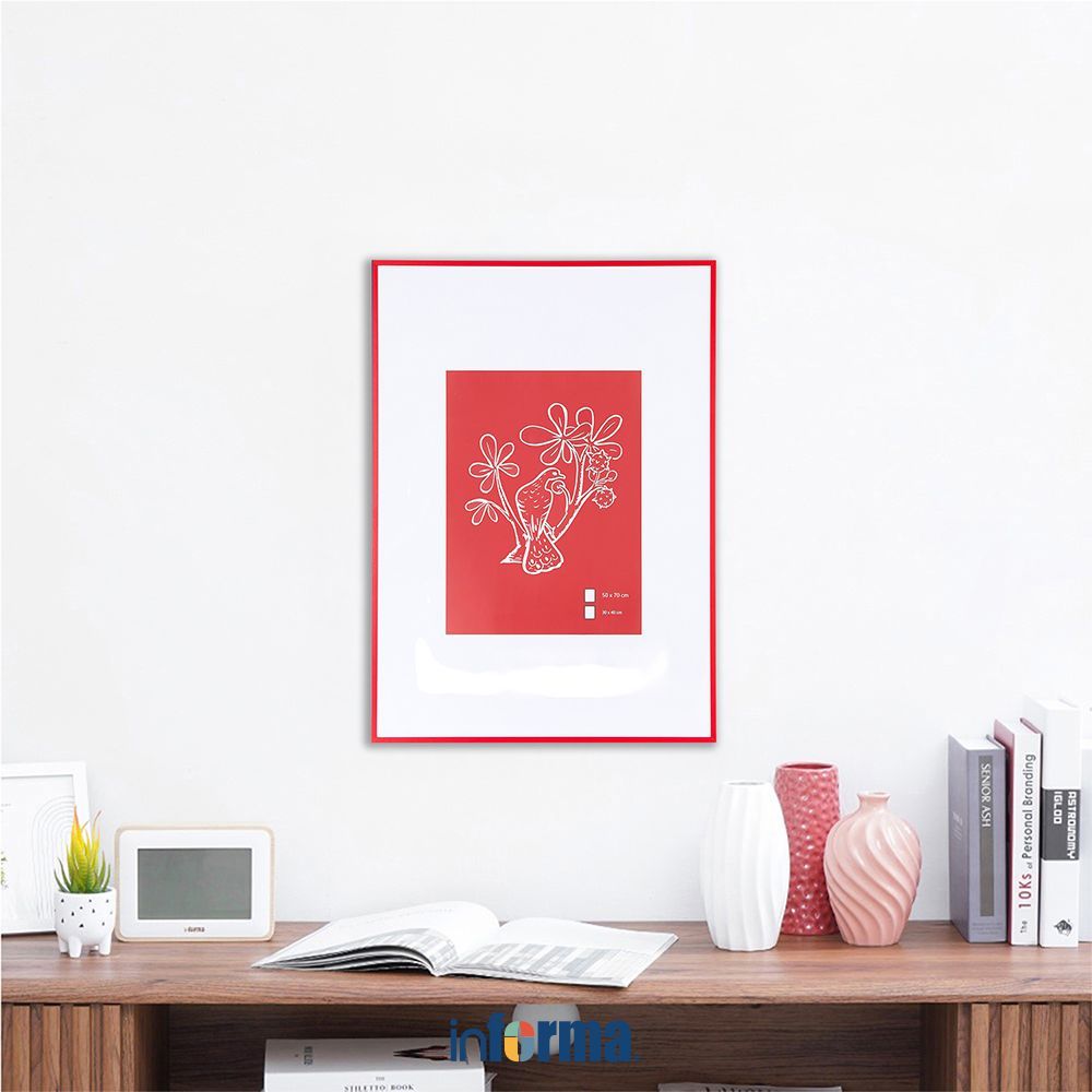 Informa Bingkai Foto Gallery Dinding Aluminium & Plastik 50x70 cm - Merah Figura Photo Frame Pigura 