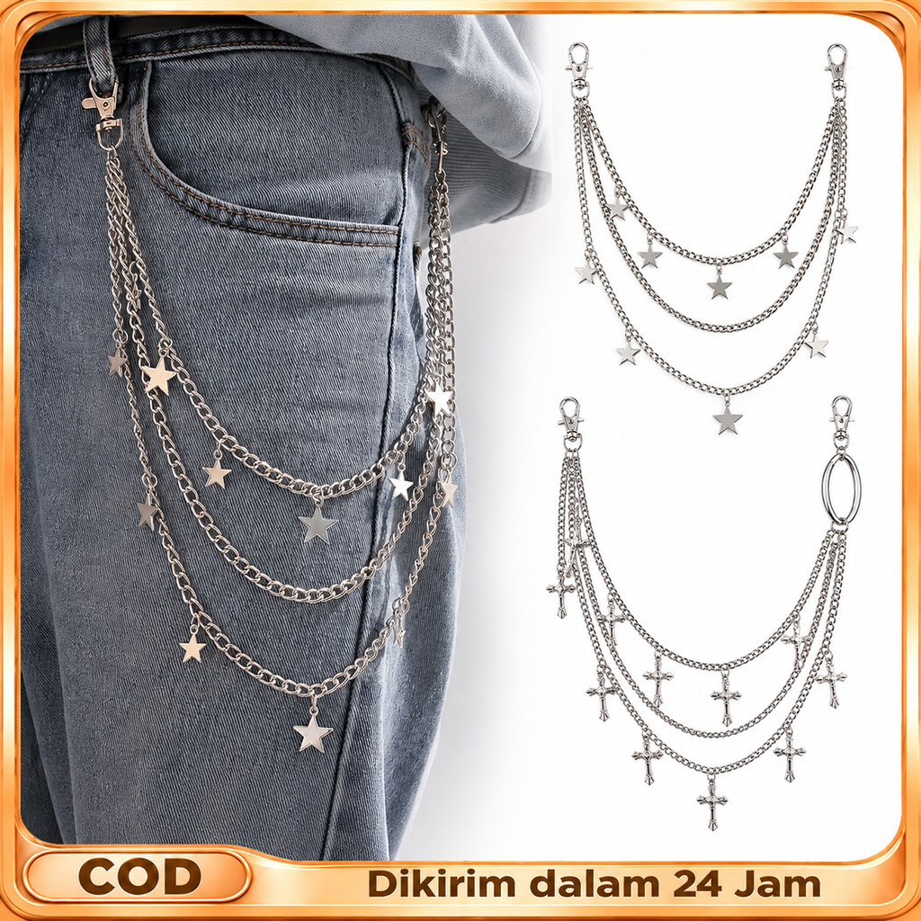 Chain Pants Rantai Celana Rantai Punk Aksesoris Celana Rantai Gantung Celana Untuk Gaya Kasual Dan F