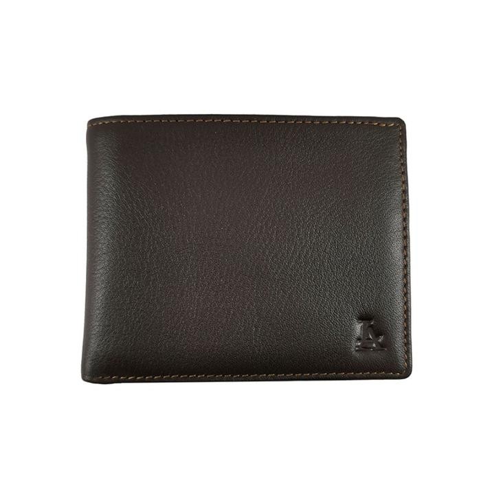 LA-171 Dompet Pria dengan Tempat Koin Kulit Sapi Louis Andreano - Cokelat