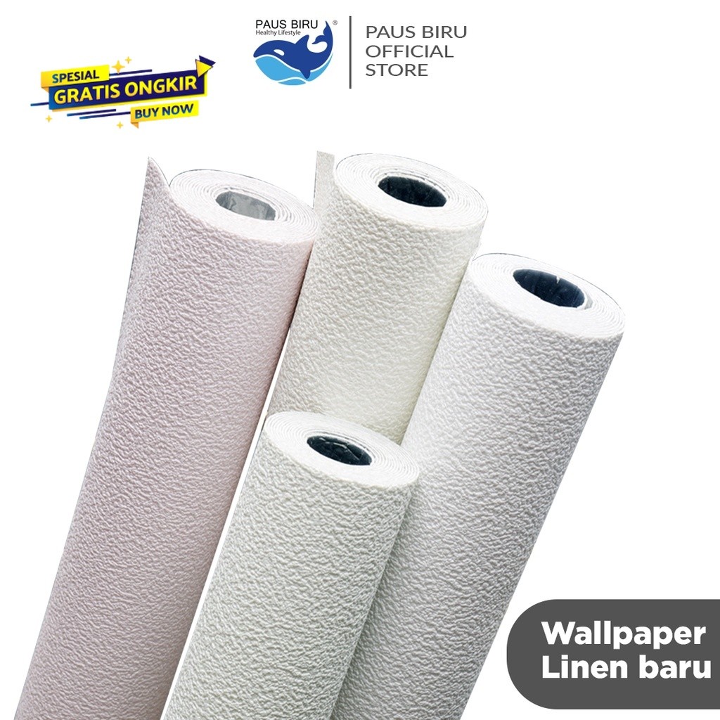 Paus Biru - Wallpaper Dinding Linen Roll Wallpaper foam Dekorasi Kamar wallpaper coral A12