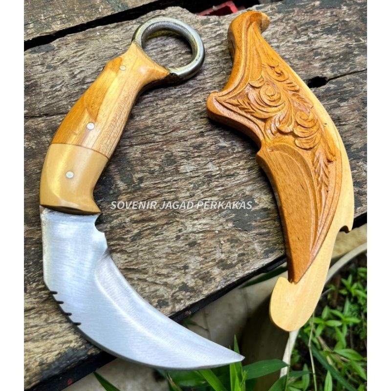 Pisau Kerambit Serbaguna Baja Per Kayu Jati