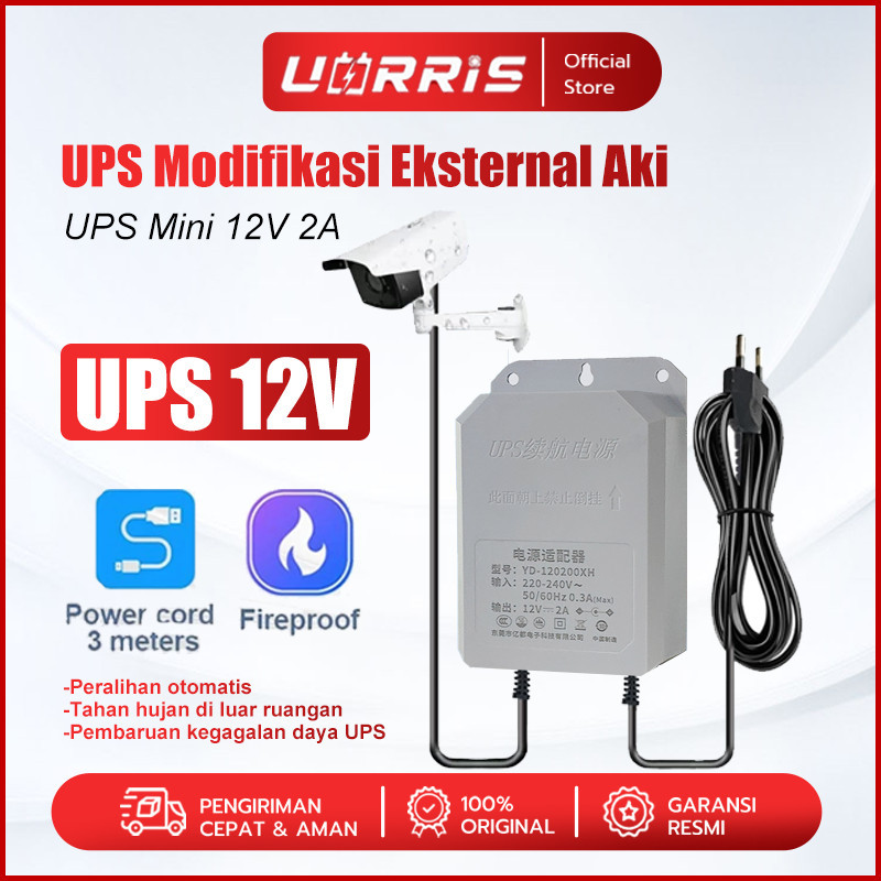 UORRIS UPS UPS Mini 12V 2A Adaptor CCTV Power DC Mini UPS Untuk WiFi CCTV Cadangan Baterai