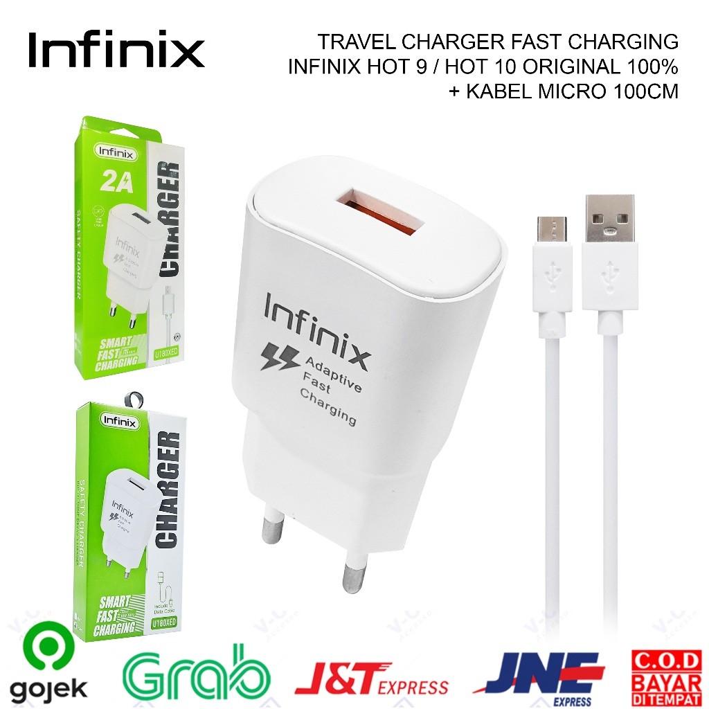 CHARGER TC INFINIX HOT 9 HOT 10 FAST CHARGING CASAN HP INFINIX U180XED + KABEL MICRO